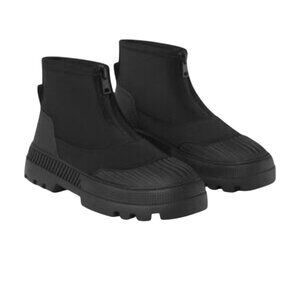 Zara youth 3.5 Black Chunky Sole Ankle Boots Size 35 Pull Tab Rubber